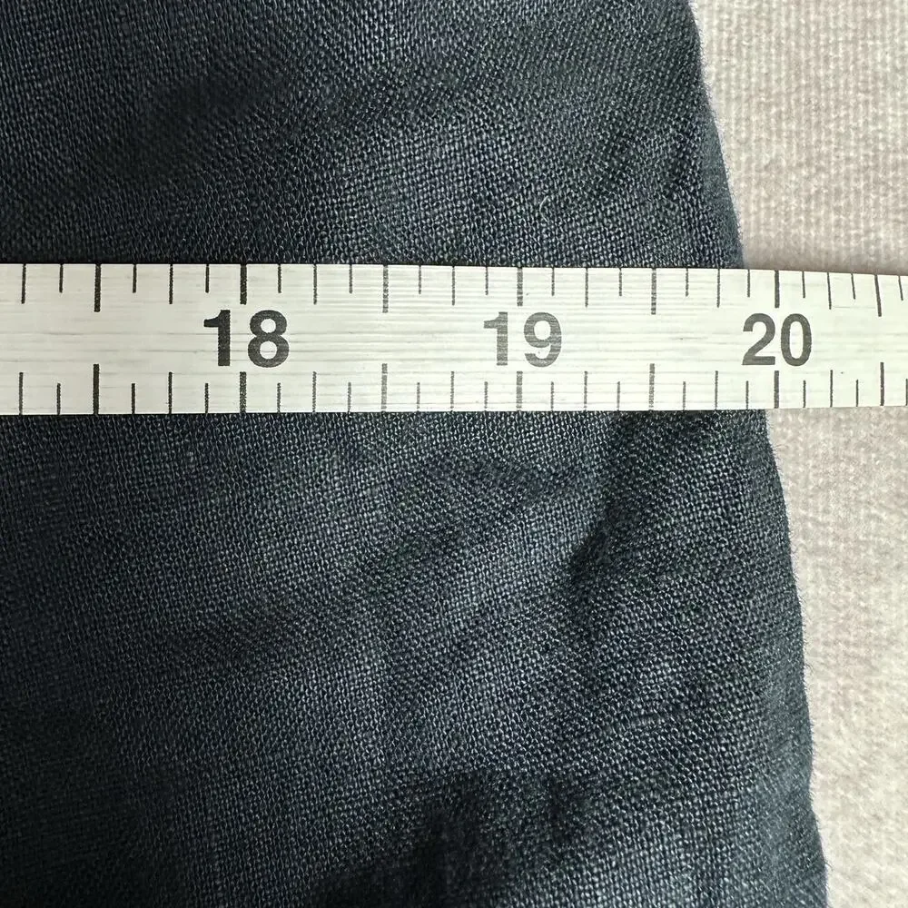 H&M 100% Linen Pants Women’s Sz Small Navy Blue Pull On Drawstring Elastic Waist